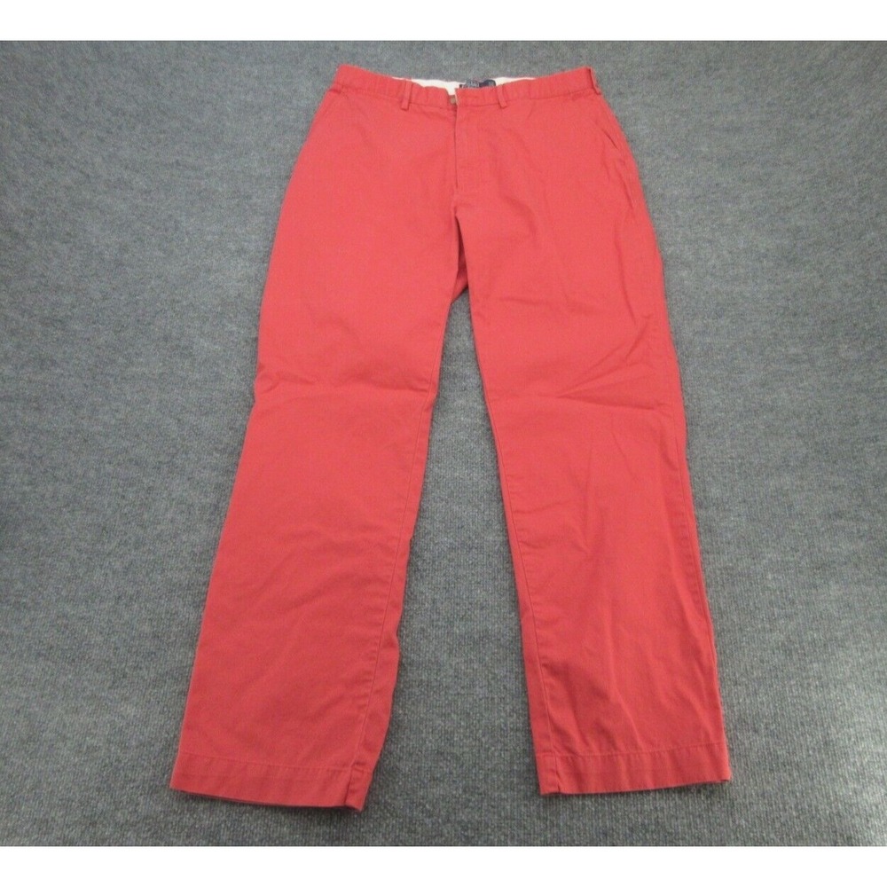 Polo Ralph Lauren Mens Chino Pants Straight Red Cotton Classic 34/34